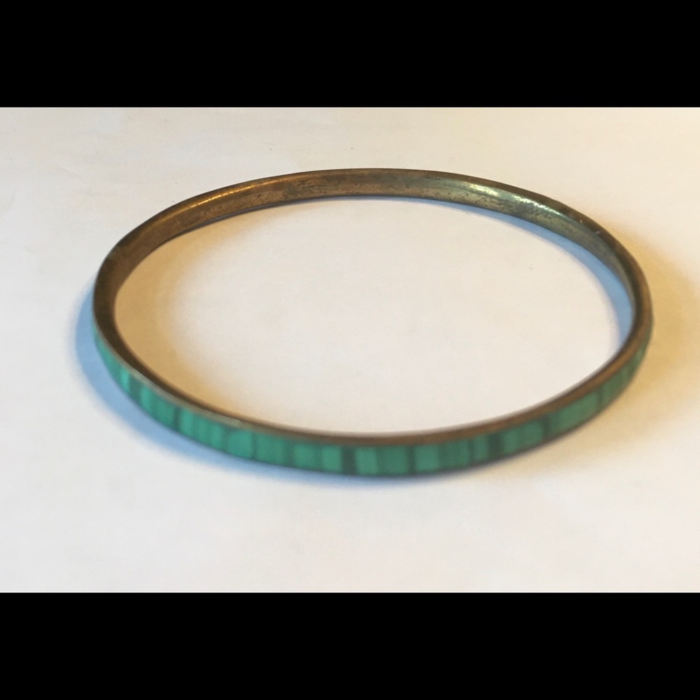 COPY - Malachite bangle on brass bracelet